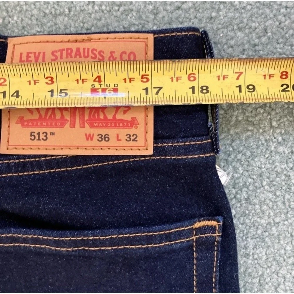 Levi's 513 Slim Straight Men's Jeans 36x32 Dark Blue Denim Cowboy NWT